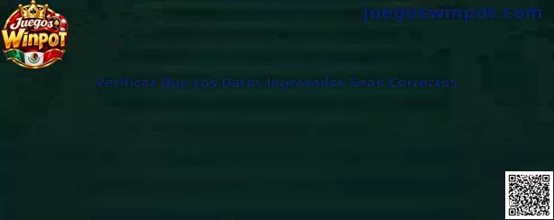 Guía de Juegos Winpot para verificar los datos ingresados antes de iniciar sesión